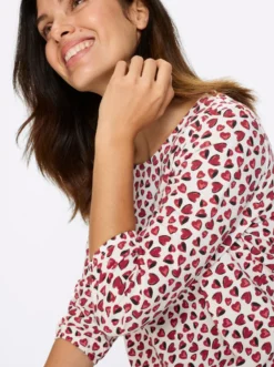 3/4-Arm-Shirt im Herzchen-Muster