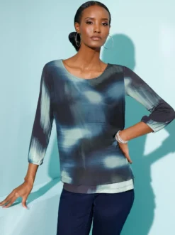 3/4-Arm-Shirt im Lagen-Look