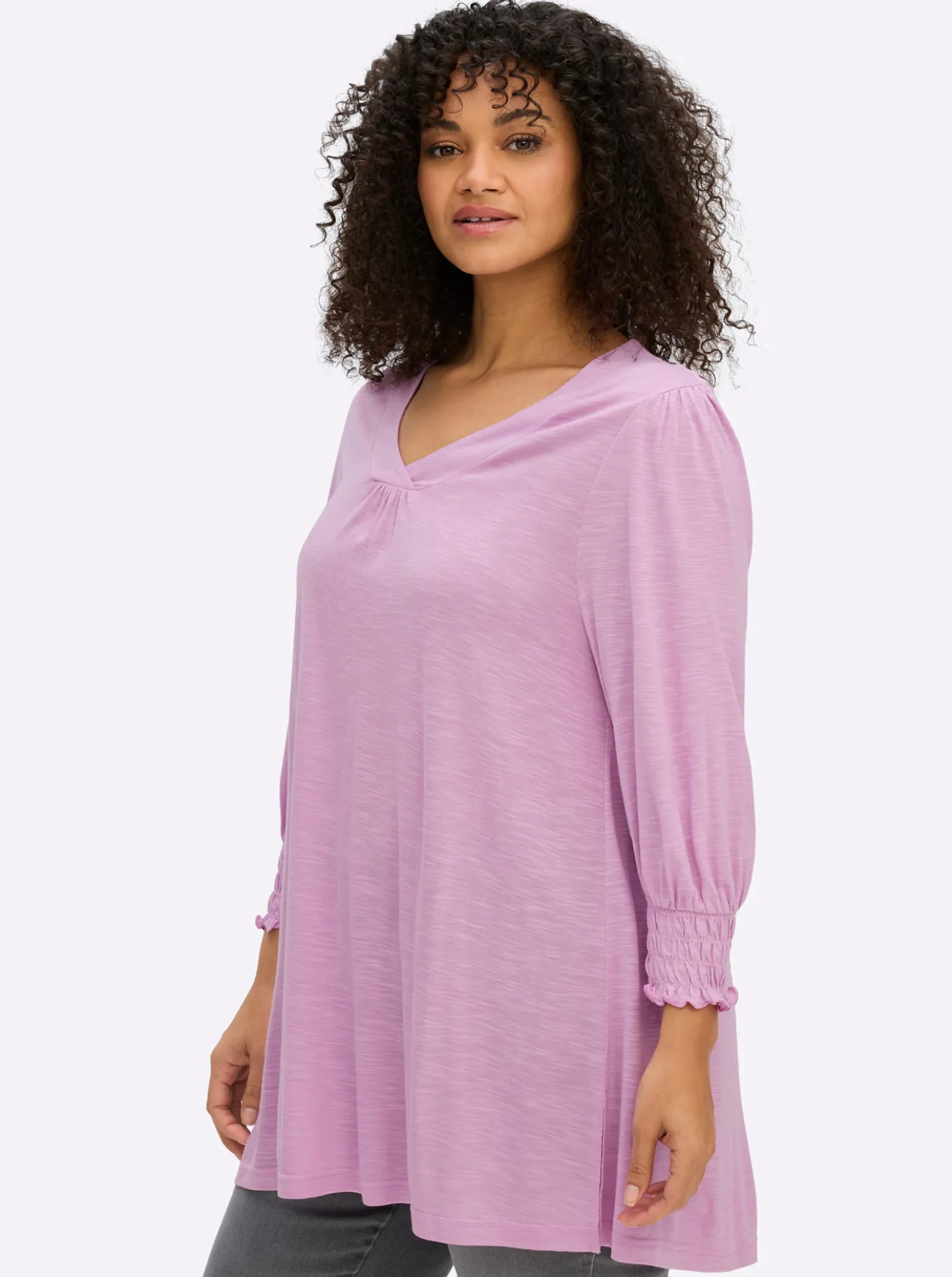 3/4-Arm-Shirt in A-Linie, mit Ballonärmeln