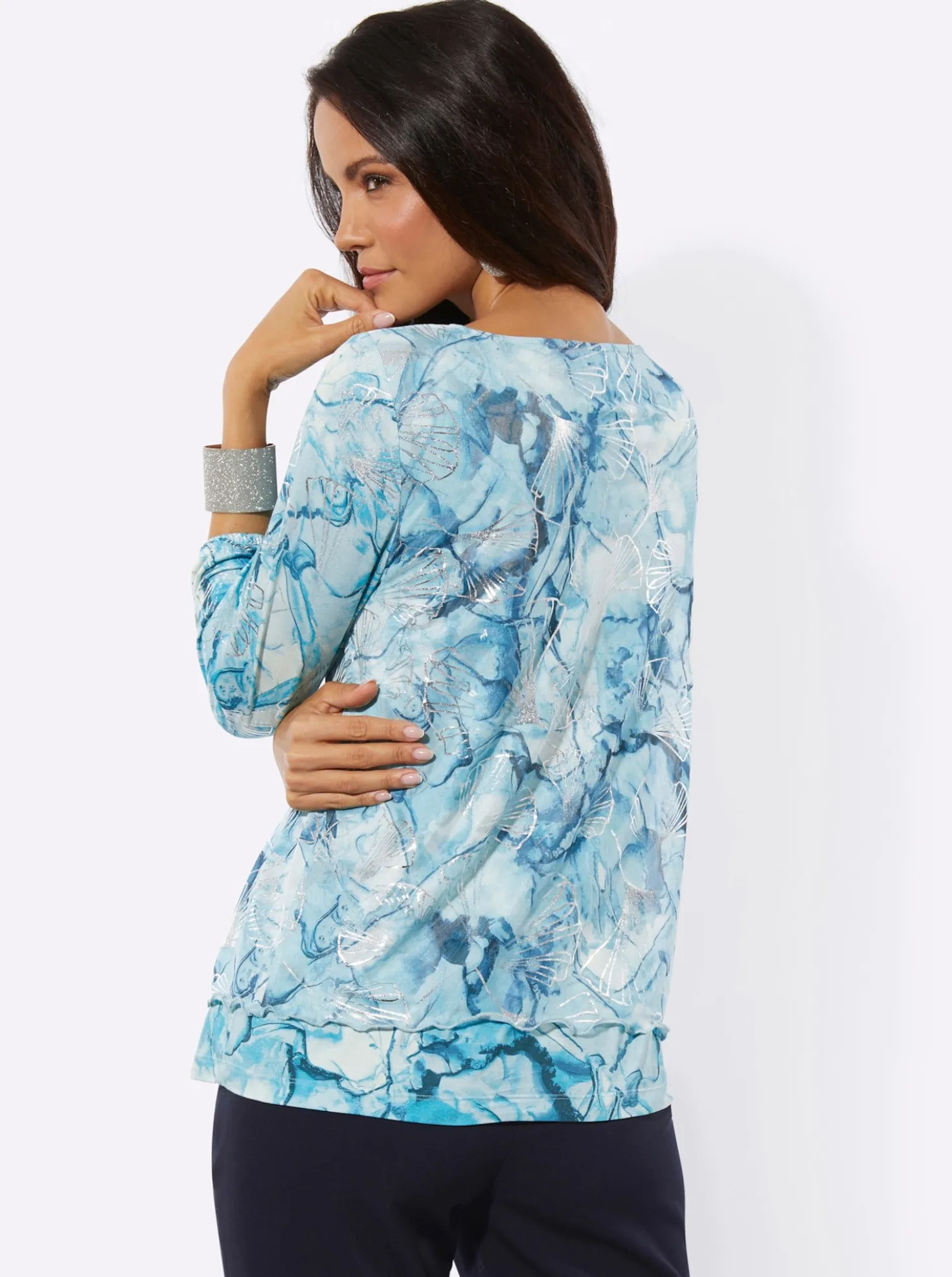 3/4-Arm-Shirt in bedruckter Mesh-Qualität