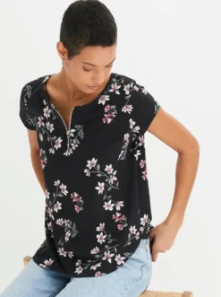 3/4-Arm-Shirt in floralem Dessin