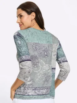 3/4-Arm-Shirt in Patchwork-Dessin