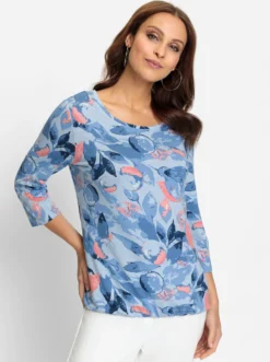 3/4-Arm-Shirt in Viskose-Qualität