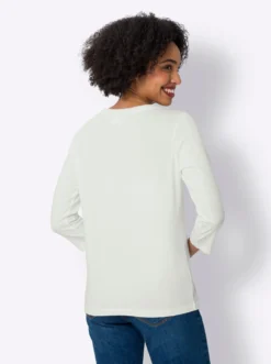 3/4-Arm-Shirt mit Blüten-Applikationen