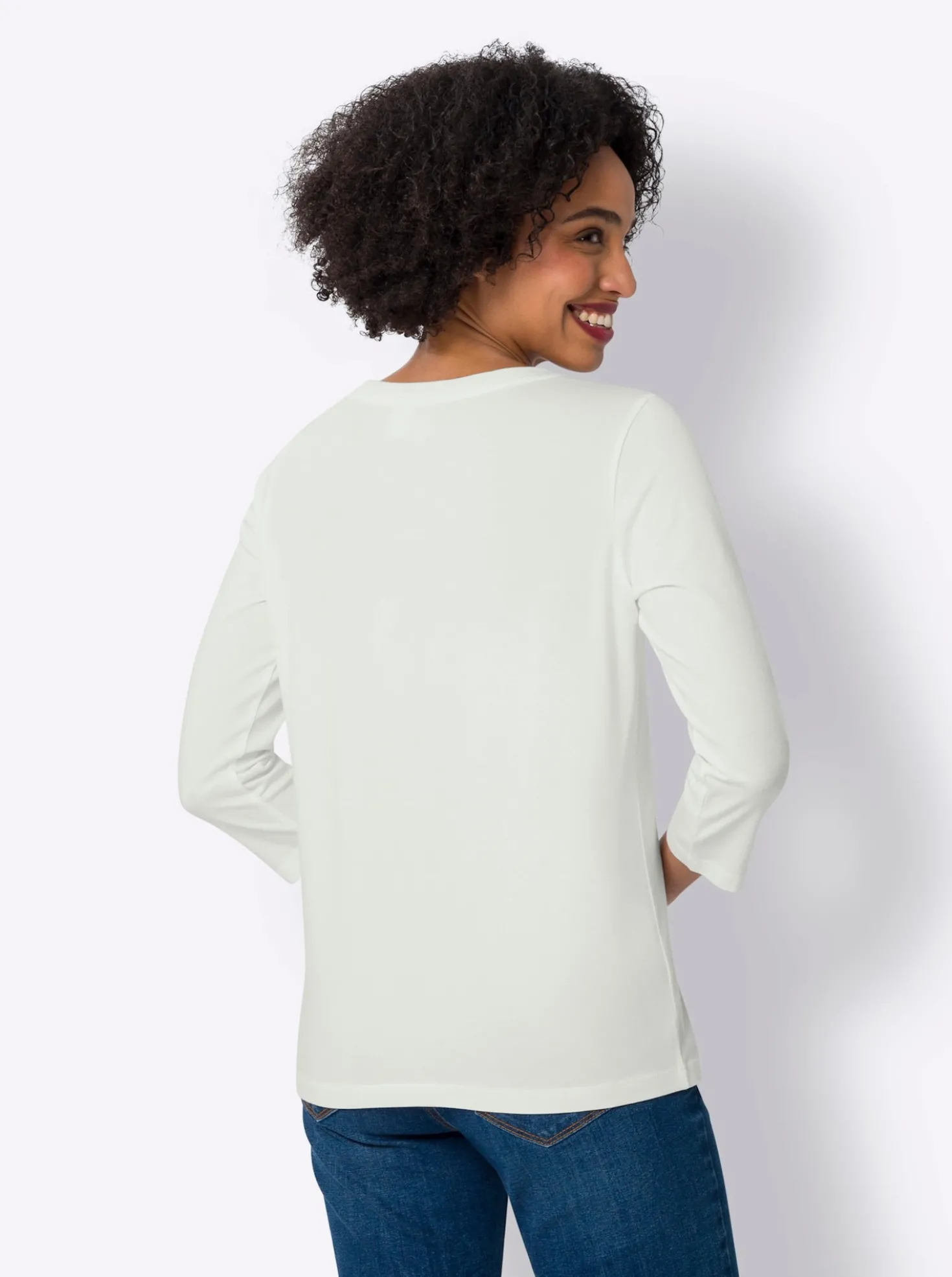 3/4-Arm-Shirt mit Blüten-Applikationen