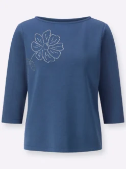 3/4-Arm-Shirt mit Blumen-Applikation