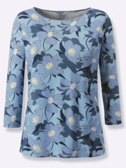 3/4-Arm-Shirt mit Blumen-Druck