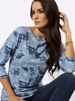 3/4-Arm-Shirt mit Blumen-Druck