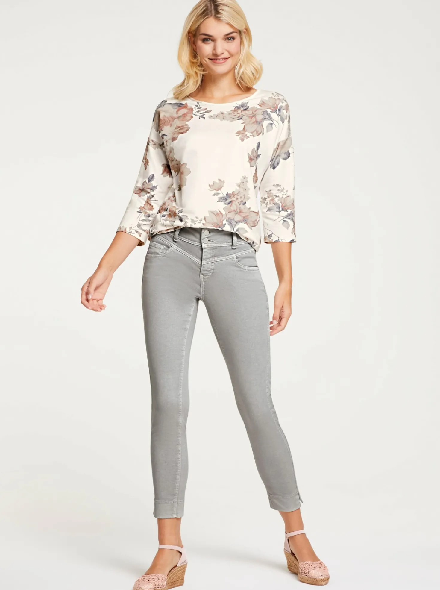3/4-Arm-Shirt mit floralem Druck