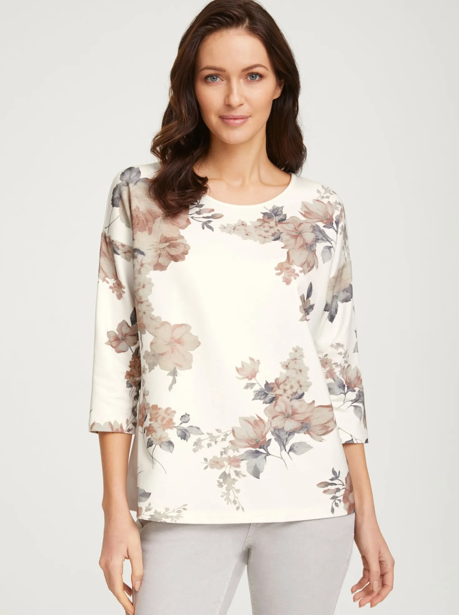 3/4-Arm-Shirt mit floralem Druck