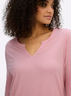 3/4-Arm-Shirt mit geschlitztem Ausschnitt