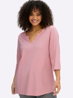 3/4-Arm-Shirt mit geschlitztem Ausschnitt