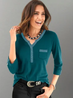 3/4-Arm-Shirt mit Glitzer-Details