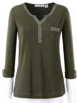 3/4-Arm-Shirt mit Glitzer-Details