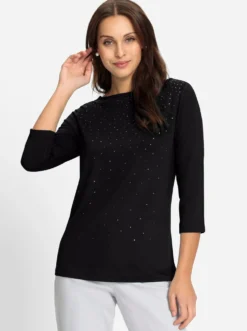3/4-Arm-Shirt mit Glitzersteinchen