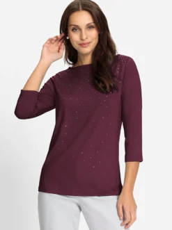 3/4-Arm-Shirt mit Glitzersteinchen
