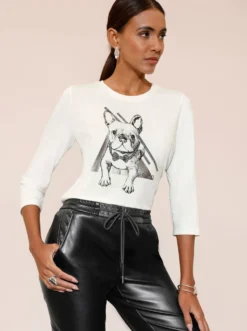 3/4-Arm-Shirt mit Glitzersteinchen