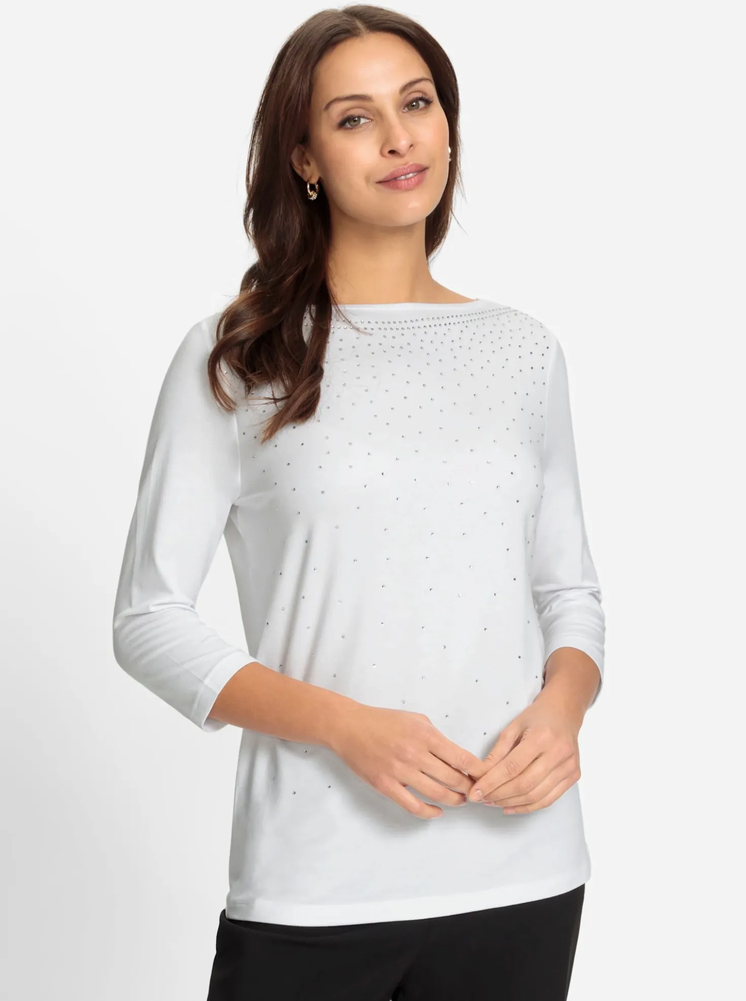 3/4-Arm-Shirt mit Glitzersteinchen
