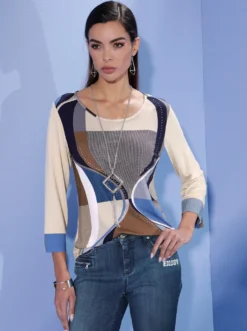 3/4-Arm-Shirt mit Glitzersteinchen