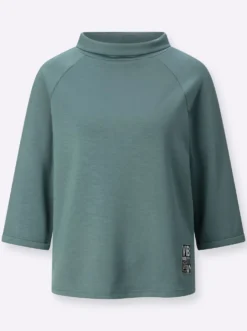 3/4-Arm-Shirt mit halsfernem Rollkragen
