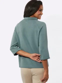 3/4-Arm-Shirt mit halsfernem Rollkragen