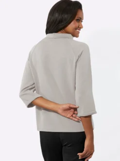 3/4-Arm-Shirt mit halsfernem Rollkragen