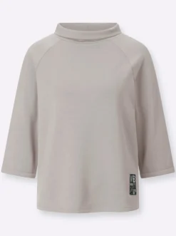 3/4-Arm-Shirt mit halsfernem Rollkragen