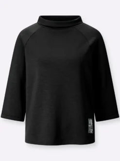 3/4-Arm-Shirt mit halsfernem Rollkragen