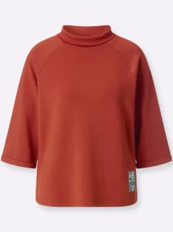 3/4-Arm-Shirt mit halsfernem Rollkragen