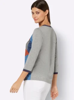 3/4-Arm-Shirt mit Kontrast-Blenden
