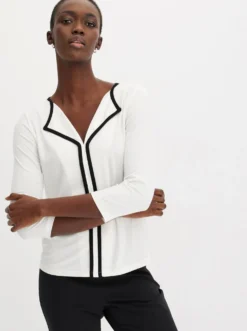 3/4-Arm-Shirt mit Kontrastpaspeln