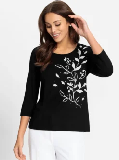 3/4-Arm-Shirt mit platziertem Druck