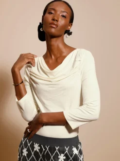3/4-Arm-Shirt mit Raffungen