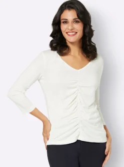 3/4-Arm-Shirt mit Raffungen