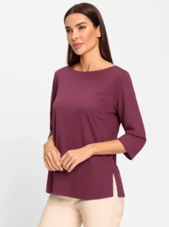 3/4-Arm-Shirt mit Rundhals-Ausschnitt
