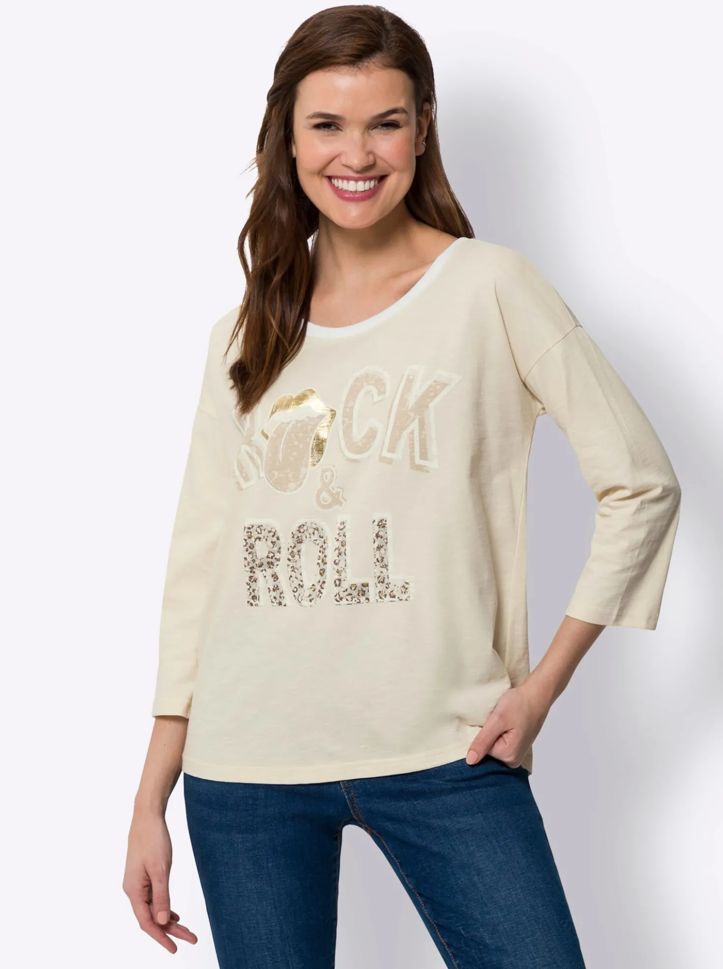 3/4-Arm-Shirt mit Schriftzug