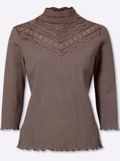 3/4-Arm-Shirt mit Spitzeneinsatz