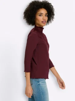 3/4-Arm-Shirt mit Spitzeneinsatz