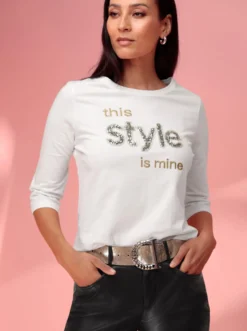 3/4-Arm-Shirt mit Stickerei