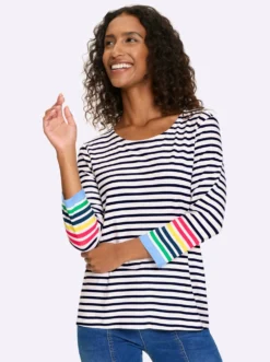 3/4-Arm-Shirt mit Streifenmuster