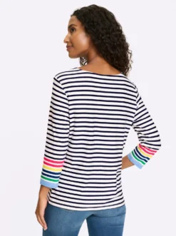 3/4-Arm-Shirt mit Streifenmuster
