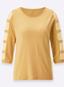 3/4-Arm-Shirt mit transparenten Einsätzen