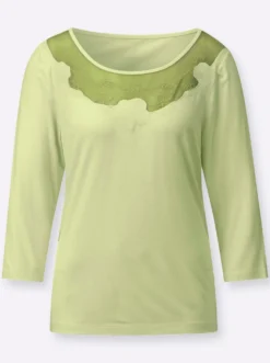 3/4-Arm-Shirt mit transparenten Einsätzen
