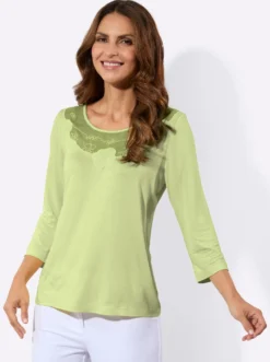 3/4-Arm-Shirt mit transparenten Einsätzen