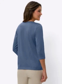 3/4-Arm-Shirt mit V-Ausschnitt