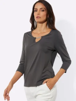 3/4-Arm-Shirt mit Zierkette