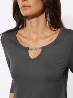 3/4-Arm-Shirt mit Zierkette