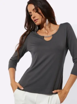 3/4-Arm-Shirt mit Zierkette