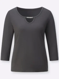 3/4-Arm-Shirt mit Zierkette