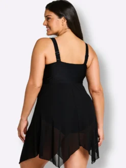 Badekleid mit Mesh-Rock und Shaping-Effekt